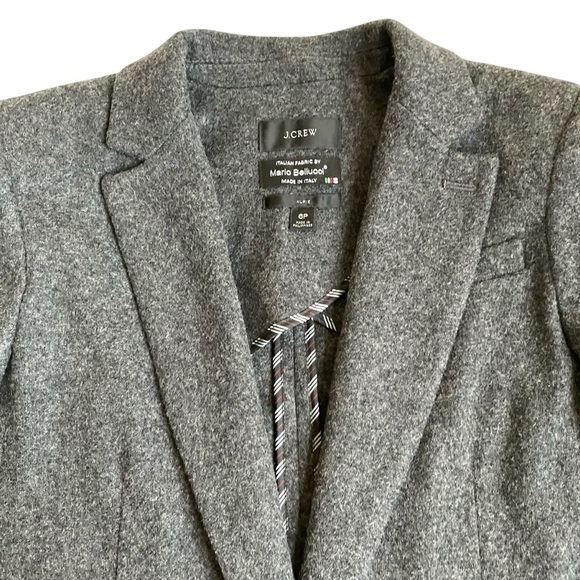 J. Crew Alfie Italian Wool Knit Blazer Jacket Charcoal Grey Heather Office Sz 6P - Picture 8 of 16